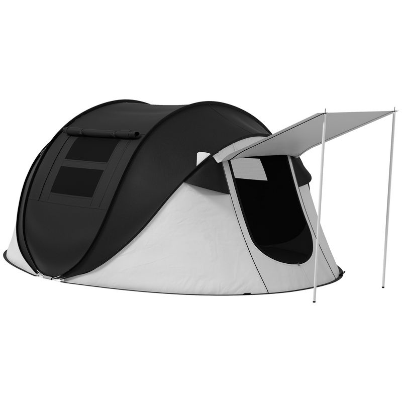 Outsunny Pop Up Tent with Porch and Carry Bag, 3000mm Waterproof, for 2-3 People, Black, (Poles Included), 1 of 7