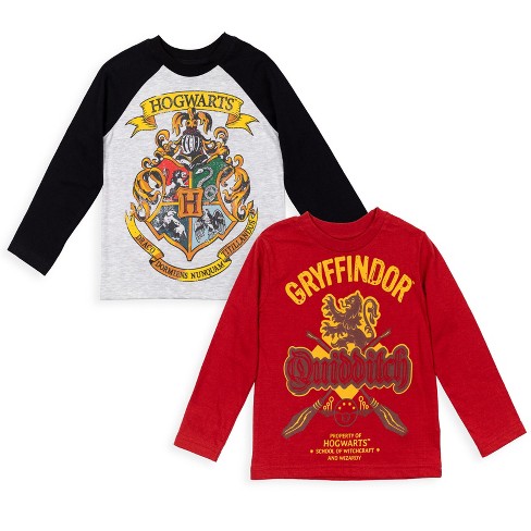 Harry Potter Gryffindor Hogwarts Big Boys 2 Pack Long Sleeve Graphic T Shirts Red Grey 18 20