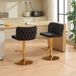TOAOTBNBO Upholstered Swivel Barstools with Adjusatble Seat, Comfortable Bar Stool with Button Tufted Back, Modern Bar Chair for Dining Room - 1 of 4