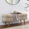 TUYOHW Oval Storage Bench,Linen End of Bed Ottoman Bench with Rubber Wood Legs,Ottoman for Living Room,Bedroom,Entryway - 3 of 4