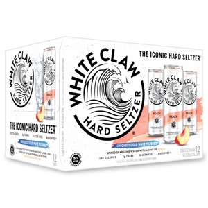 White Claw Peach Hard Seltzer - 12pk/12 fl oz Cans - 1 of 4