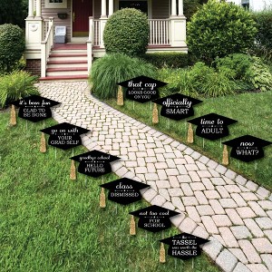 Big Dot of Happiness Gold Graduation Lawn Decorations - 10 Piece - 1 of 4
