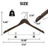 BP4U 12 Pack Premium Wooden Suit Hangers with Adjustable Clips, Solid Wood Skirt & Pant Hangers with 360° Swivel Hook, Space-Saving Design - 2 of 4