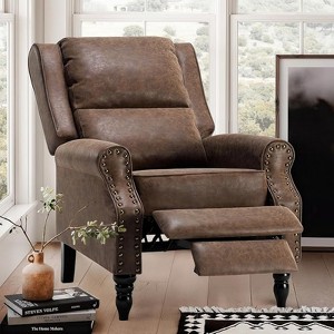 FURNIinspire Sofas Faux Leather Pushback Recliner Sofas Chair for Living Room Bedroom, Indoor Home Sofas for Adults, Brown,36"*30"*41" - 1 of 4
