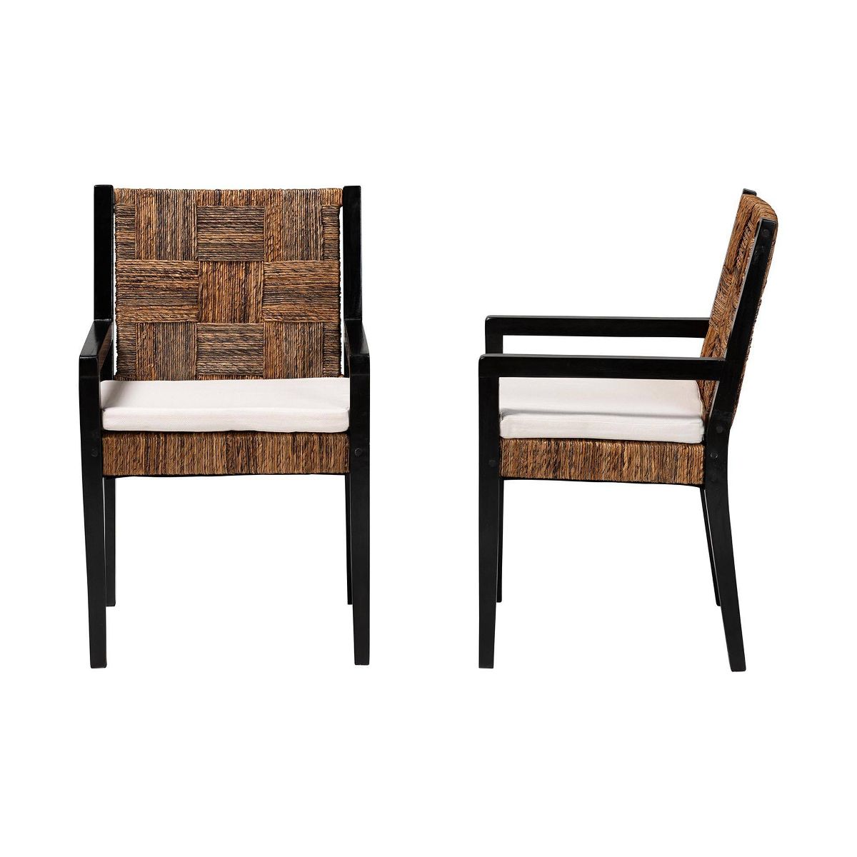 bali & pari Raniya 2  Piece Handwoven Seagrass Armchairs Natural Brown/Black - thumbnail 5