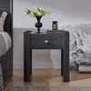 Modern Wooden Nightstand 23.6" Tall with Charging Station Curved 1 Drawer Bedside Table for Living Room Bedroom - 2 of 4