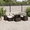 vidaXL 8 Piece Patio Sofa Set with Cushions - Brown and Cream - 2 of 4