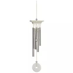 Woodstock Chimes Signature Collection, Woodstock White Marble Chime, Mini 13'' Silver Wind Chime WMCMINI