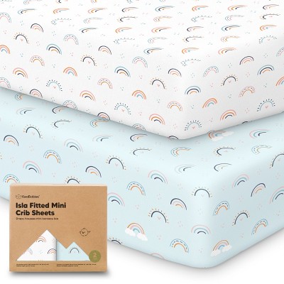 KeaBabies 2-Pack Isla Mini Crib Sheets, Pack and Play Sheets Fitted, Pack N Play Sheets, Fitted Crib Sheet