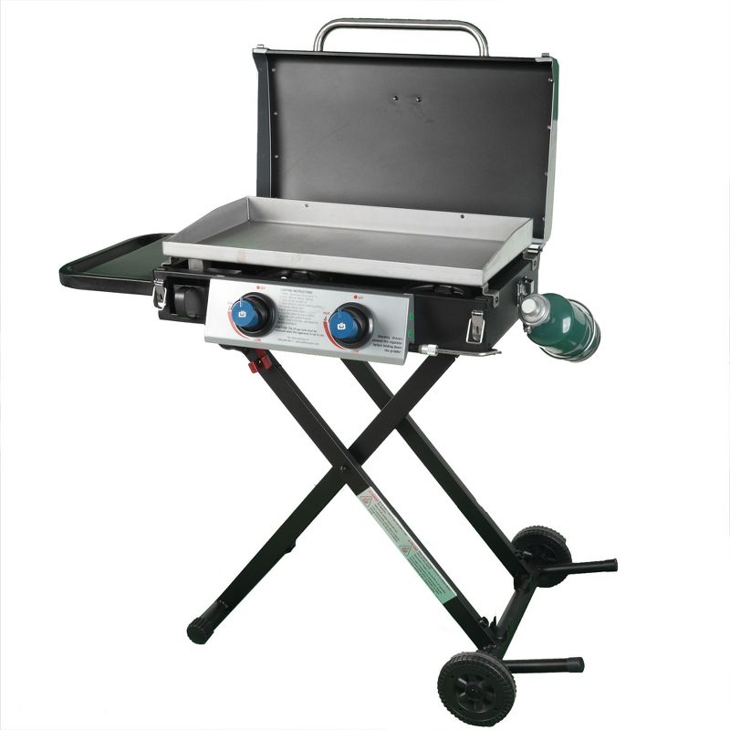 Razor Griddle Outdoor Steel Burner Propane Gas Grill Griddle with Wheels and Top Cover Lid Folding Shelves for Home BBQ Cooking, 1 of 8