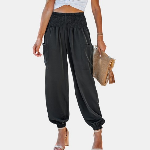 Oh So Soft Smocked Waistband Stretch Joggers with Pockets and Ruched A –  Stretch Is Comfort