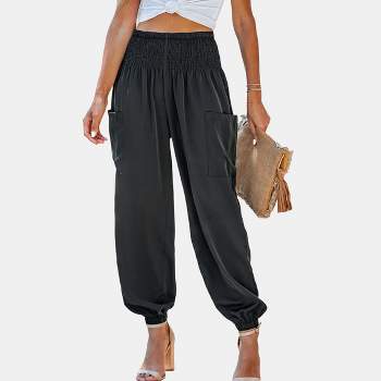 Women's Smocked High Waist Ruched Joggers - Cupshe