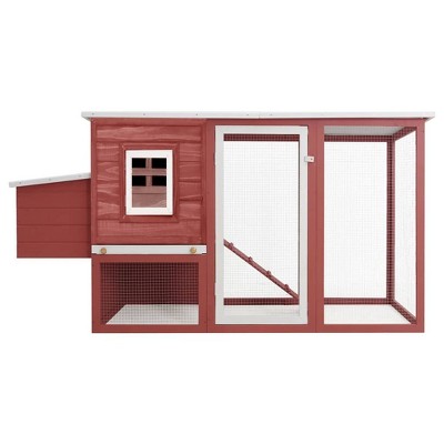 vidaXL Chicken Coop Brown Solid pine wood with painted finish Medium - Red