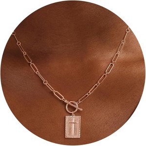 Two-Tone Cross Necklace Chunky Pendant Paperclip Chain Faith Gift Rose Gold Cross Necklace - 1 of 4