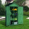 WELLFOR 35.7"x 18.1"x 66.15" Outdoor Wood Storage Shed Garden Tool Cabinet Green - 4 of 4