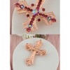 Anna-Kaci Silvery Tone Religious Cross Brooch Sparkling Aquamarine Blue or Victorian Clear Crystal Rhinestones - 4 of 4