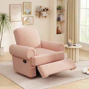 Manual Swivel Rocker Recliner Chair with Adjustable Backrest, Chenille Upholstered Recliner Armchair for Living Room, Bedroom or Nursery-Koiai - 1 of 4