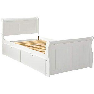 Donco Kids Sleigh Twin White Bed With Dual Underbed Drawers - 1 of 4