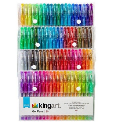 KINGART Gel Pens, Soft Grip, 80 Glitter Colors