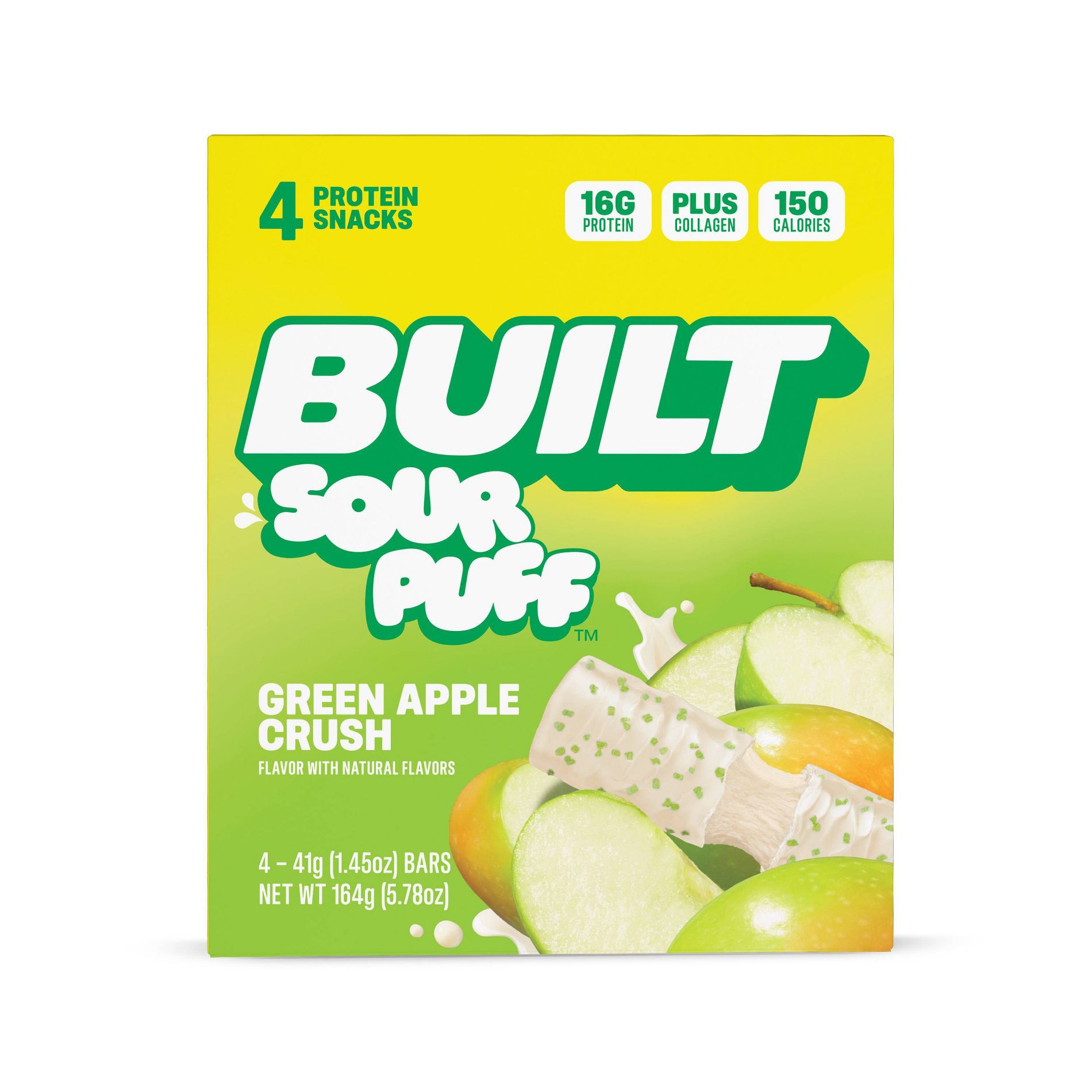 Built Bar Green Apple Crush Sour Puff Protein Bars - 6g Protein - 1.45oz/4ct