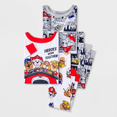 Image of Toddler Boys' 4pc Snug Fit PAW Patrol Cotton Pajama Set - White 3T