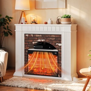 SOLACE FURNITURE 44" Electric Fireplace Mantel, TV Stand with Freestanding Fireplace - 1 of 4
