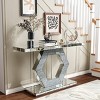 Glam Mirrored Entryway Console Table, Art Deco Hallway Table with Crystal Hexagon Base for Modern Foyer, Living Room or Behind Sofa - Panipeachy - 2 of 4