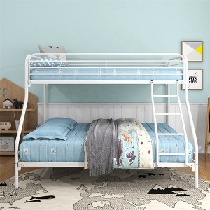 Metal twin bed full metal bunk bed, heavy-duty bunk bed, easy to assemble, equipped with reinforced upper guardrail - 1 of 4