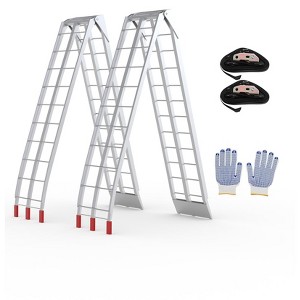 Loading Ramps for Pickup Trucks, Lightweight Aluminum Ramps with Load Straps for Motorcycle, Lawn Mowers, ATV/UTV - 1 of 4