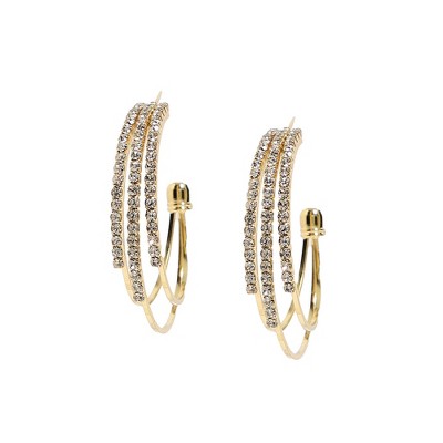 SOHI Women's Crystal Silver Party Half Hoop Earrings