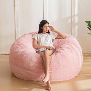 MAXYOYO Gaint Bean Bag Chair for Adults, Lazy Sofa with Foam Filling for Living Room, Washable Cover, Pink - 1 of 4