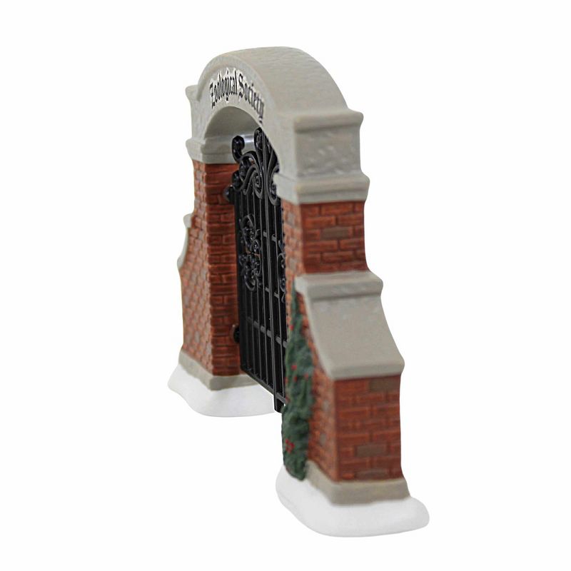 Enesco 3.75 In Zoological Garden's Gate Red Brick Iron Gate Village Accessories, 2 of 4