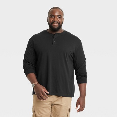 Men's Big & Tall Regular Fit Long Sleeve Henley Shirt - Goodfellow & Co™  Black 4xlt : Target