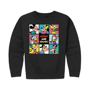 Boys' - Disney - Mickey And Friends Grid Graphic Long Sleeve Fleece Sweatshirt - 1 of 4
