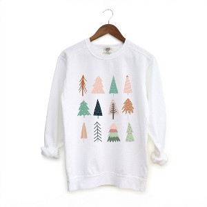 Simply Sage Market Women's  Garment Dyed Graphic Sweatshirt Christmas Tree Chart - 1 of 4