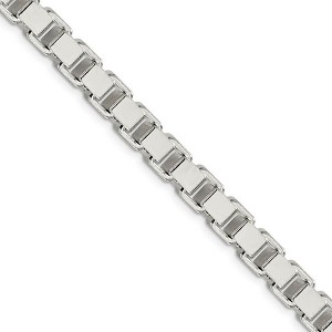 Black Bow Jewelry Men's 7mm, Sterling Silver, Solid Box Chain Necklace - 1 of 4