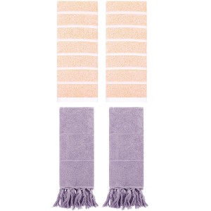 REGALWOVEN 4 Packs Striped and Solid Absorbent Soft Cotton Hand Towel for Bathroom - 1 of 4