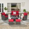 CAVINAS Patio Sofa Set, Wicker Lawn Chairs Set with Footstool, Modern Patio Sectional with Coffee Table for Garden - 3 of 4