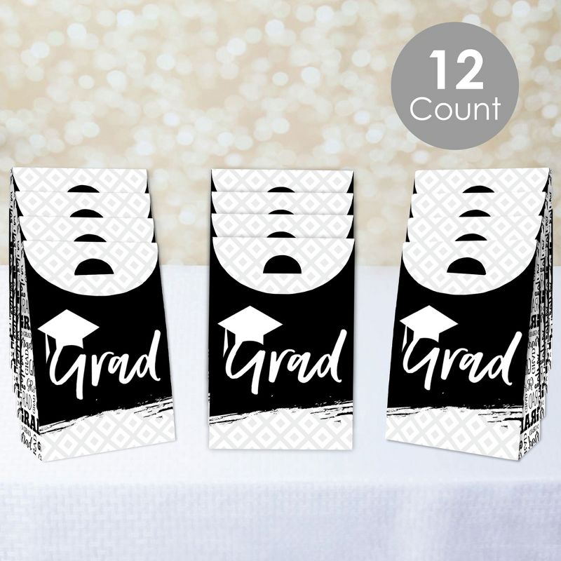 Big Dot of Happiness Black and White Grad Best is Yet to Come Graduation Gift Favor Bags Party Goodie Boxes Set of 12, 2 of 9