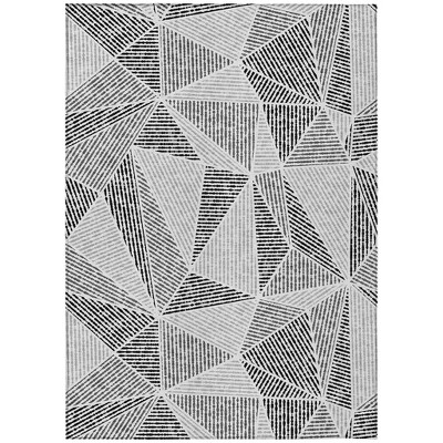 Pewter Charcoal And Gray Geometric Washable Indoor Outdoor Area Rug