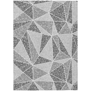 Pewter Charcoal And Gray Geometric Washable Indoor Outdoor Area Rug - 1 of 4