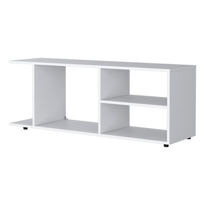 Syemin TV Stands and Consoles Bright  TV Rack White Open Storage Ideal for Light Filled Rooms Keeps Items Accessible, White, 49.61"*15.35"*3.15"
