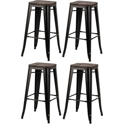 Nordlys Set of 4 Gray Metal and Wood Chairs Exotic Boho Dining Room