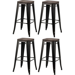 Nordlys Set of 4 Gray Metal and Wood Chairs Exotic Boho Dining Room - 1 of 4