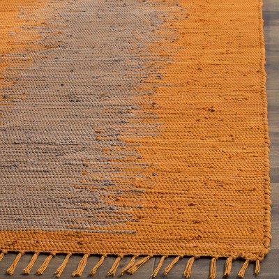 Coastal Charm Hand-Woven Orange Cotton & Wool Runner Rug - 2'3" X 7'