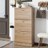 TIRAMISUBEST 3-Drawer Shoe Storage Cabinet ¨C Wood Entryway Organizer with Flip Doors, Space-Saving Shoe Rack for Closet or Hallway - 4 of 4