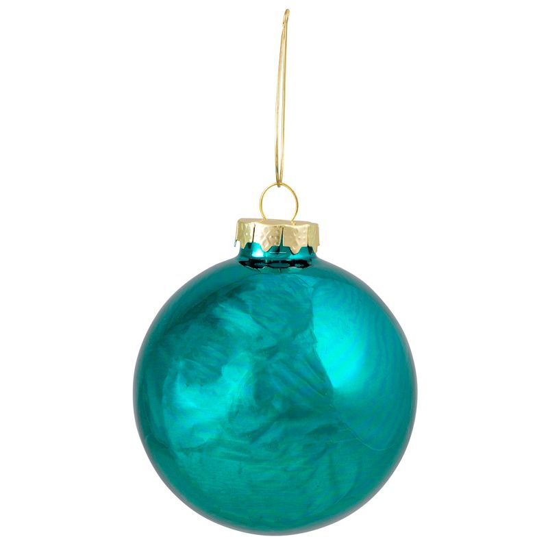 Northlight 6ct Shiny and Matte Turquoise Green Glass Ball Christmas Ornaments 3.25" (80mm), 4 of 5