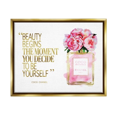 Stupell Industries Fashion Designer Perfume Gold Pink Watercolor Inspirational Word