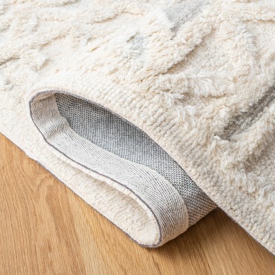 Ivory Elegance Square Hand-Tufted Wool Area Rug - 6'