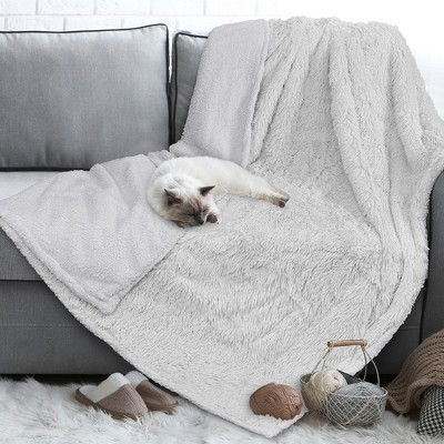 Light Gray Medium Waterproof Sherpa Fleece Pet Blanket